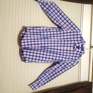 Shades of purple plaid men's button down shirt